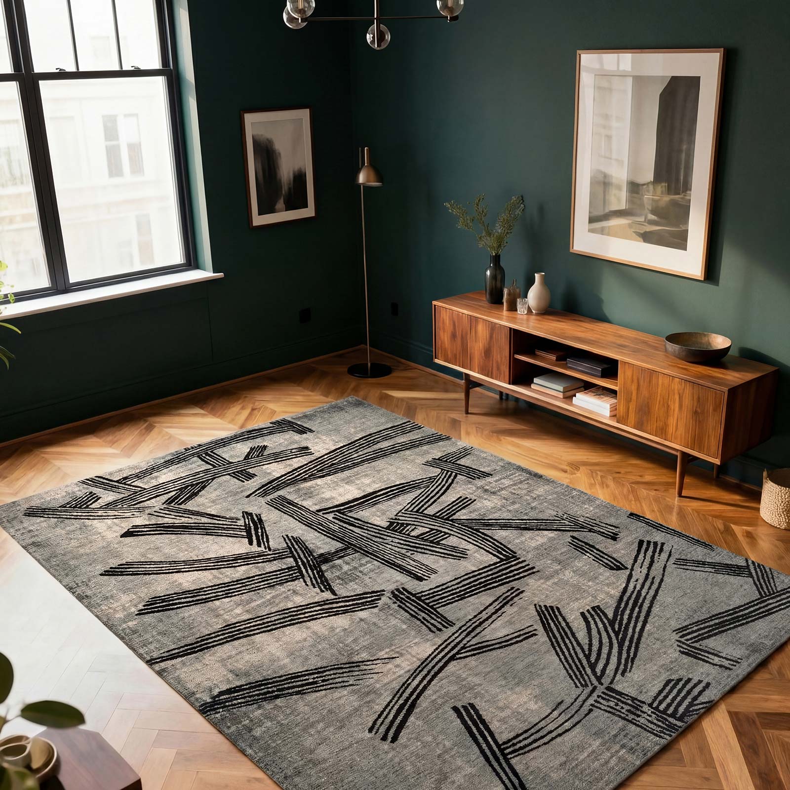 Louis De Poortere rug Meditation 2066 Kanji Dark Street interior